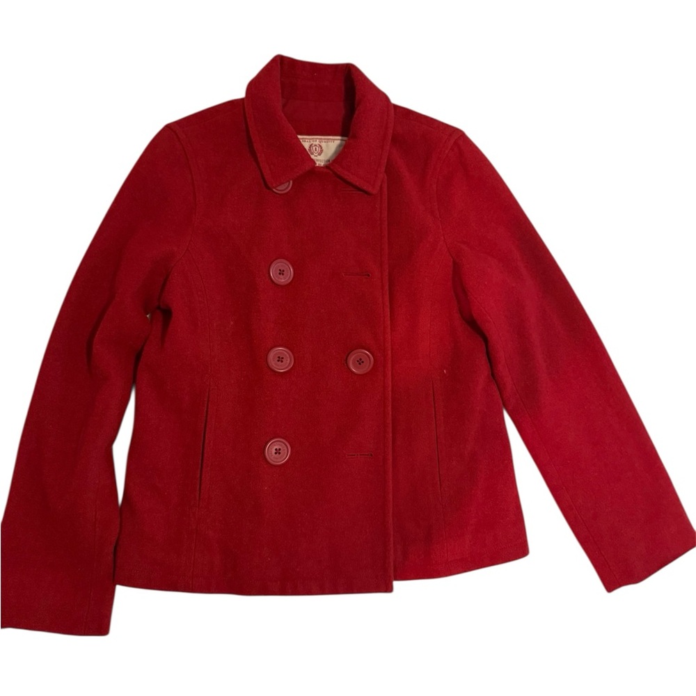 Vintage Abercrombie & Fitch Red Wool Pea Coat - Y2K East Coast Vintage - Size M